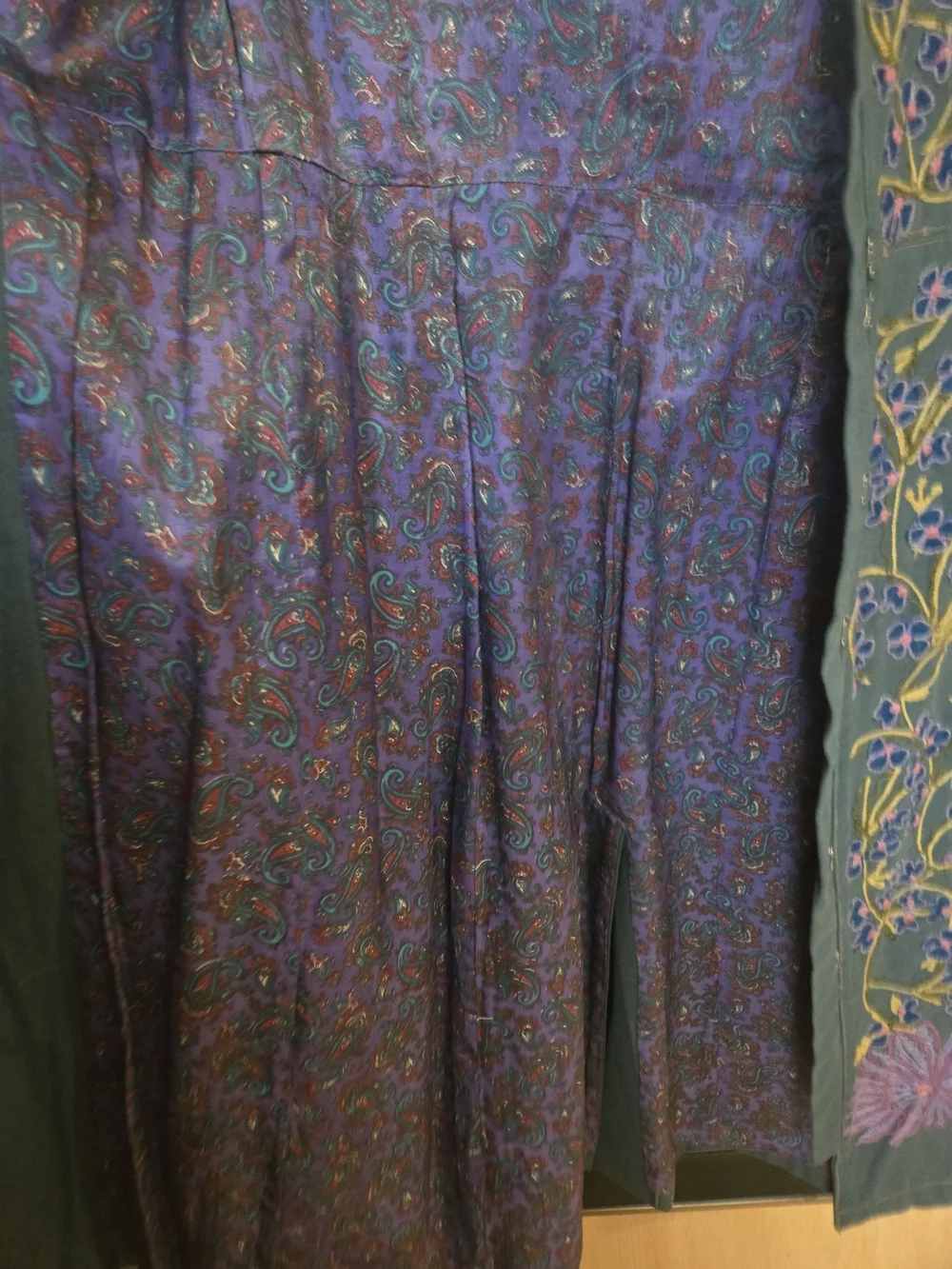 Tracy Reese Teal Trench Coat with Purple Floral Embroidery - Picture 5 of 8